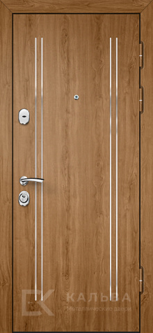 Фото «Входная дверь дуб светлый снаружи с полосами тёмная классика внутри №34»