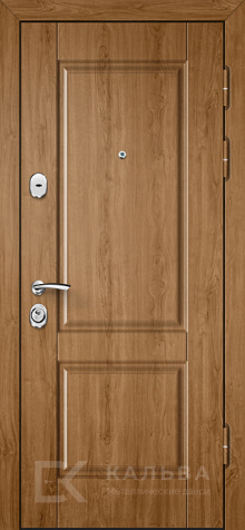 Фото «Железная дверь под дуб с асимметрией медовая для частного дома №314»