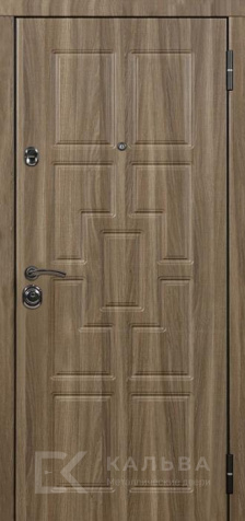 Фото «Входная дверь под орех с вертикальным зеркалом и узором №51»